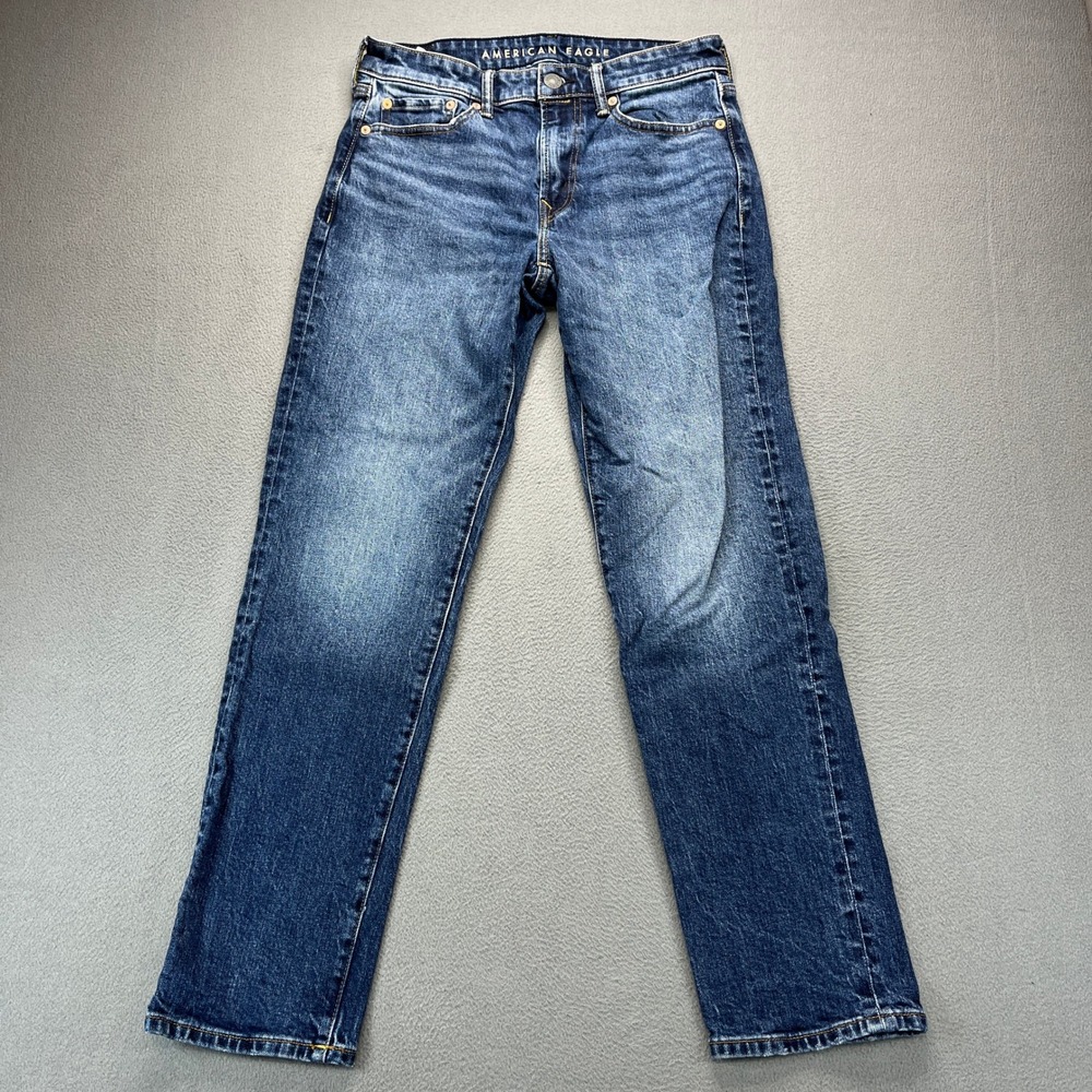 American Eagle Easyflex Straight Jeans Men 28x30 (FIT 29x28) Blue Faded Denim